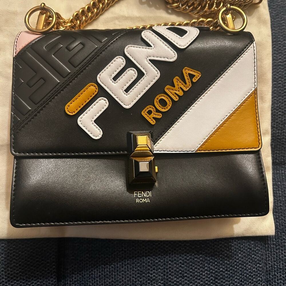 Fendi x Fila Black, White, Gold Crossbody Shoulder Bag Purse NWT